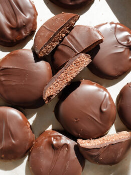 inside of homemade Thin Mint cookie