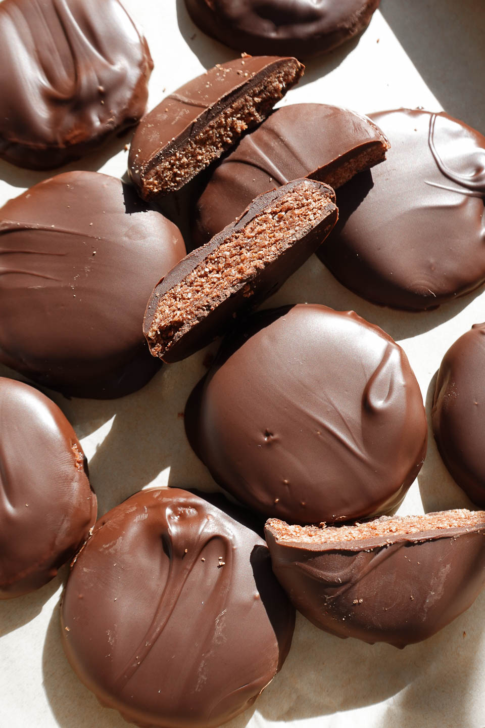 stack of homemade vegan Thin Mints