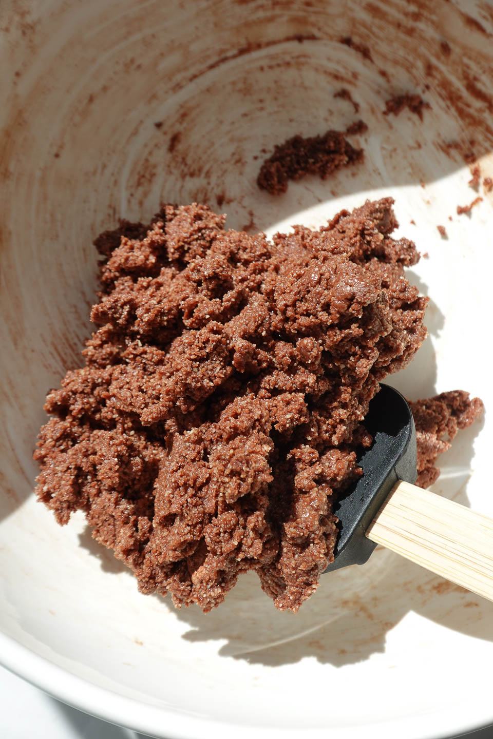 cookie dough being mixed to make homemade Thin Mints