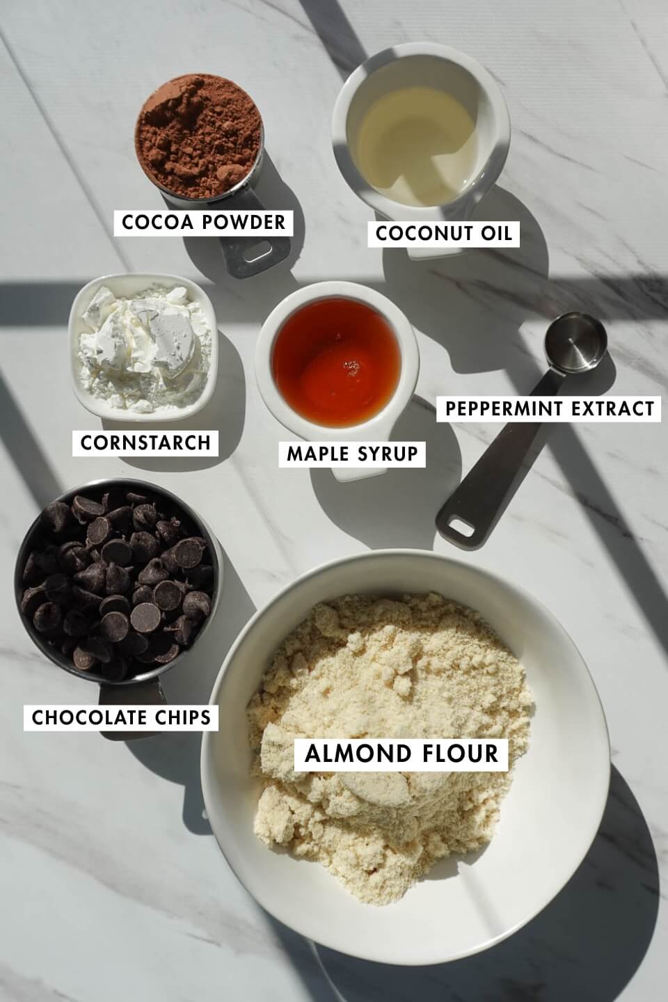 Ingredients needed to make homemade thin mints