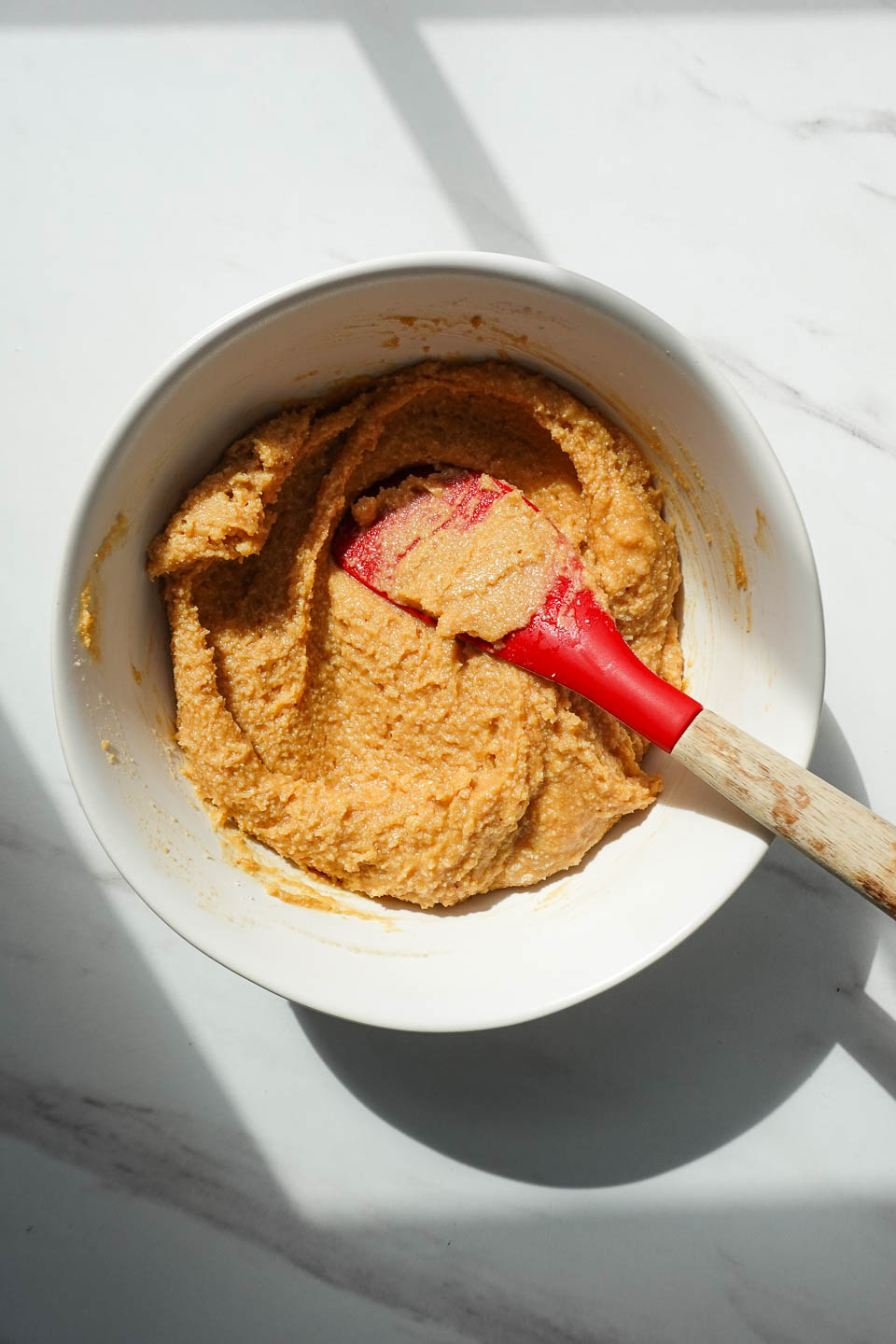 mixing cookie dough for nutter butters