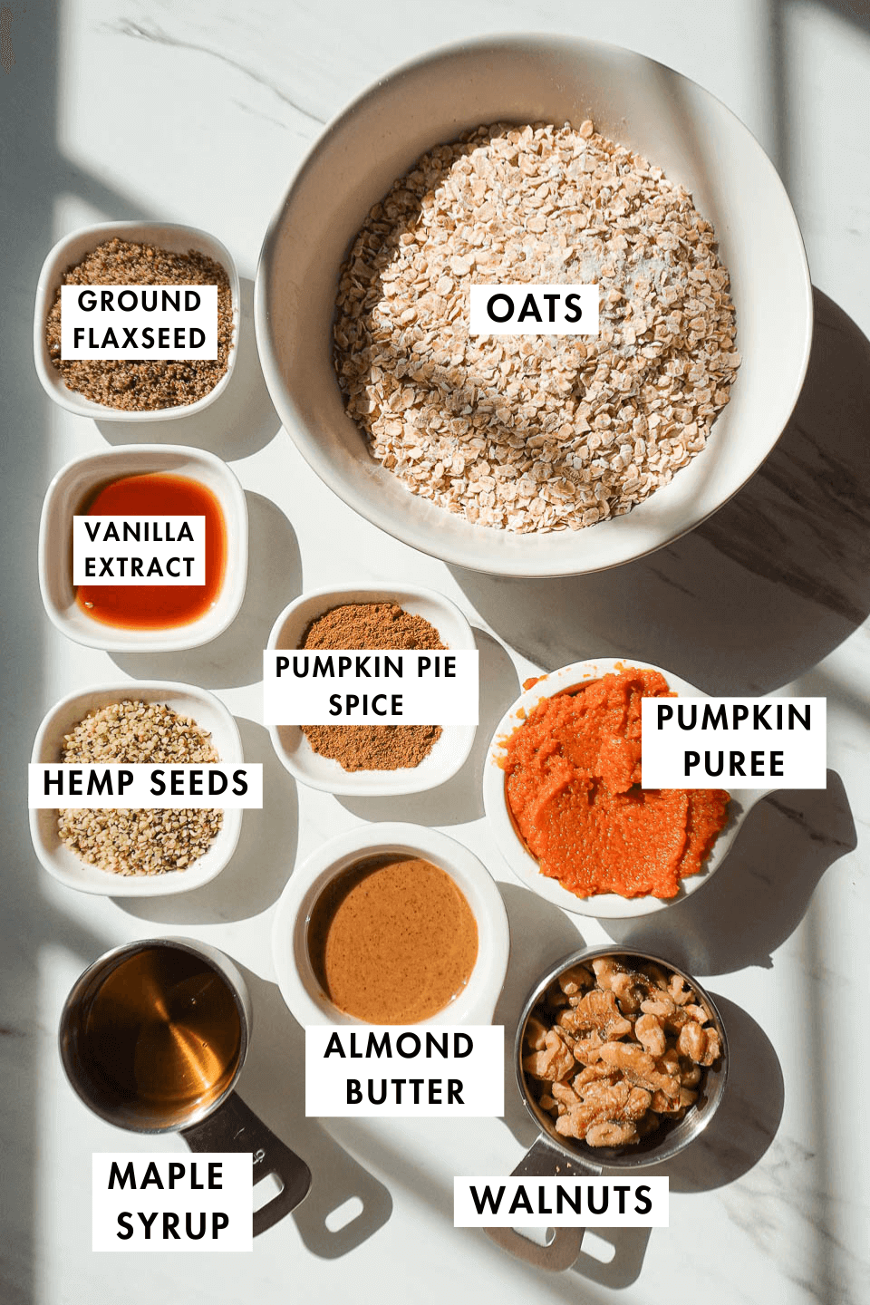 Ingredients for pumpkin spice energy balls