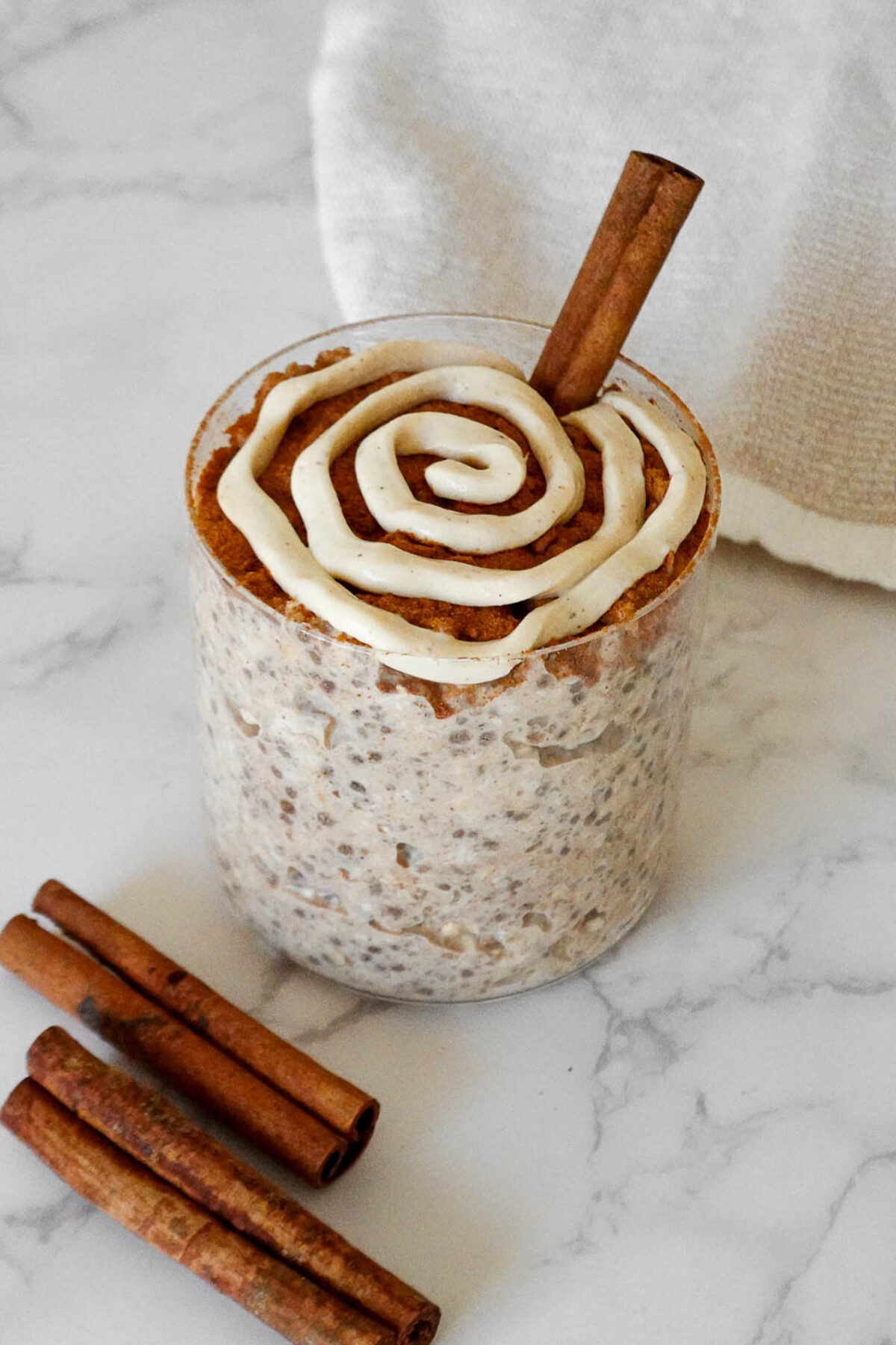 Vegan Cinnamon Roll Overnight Oats in a jar