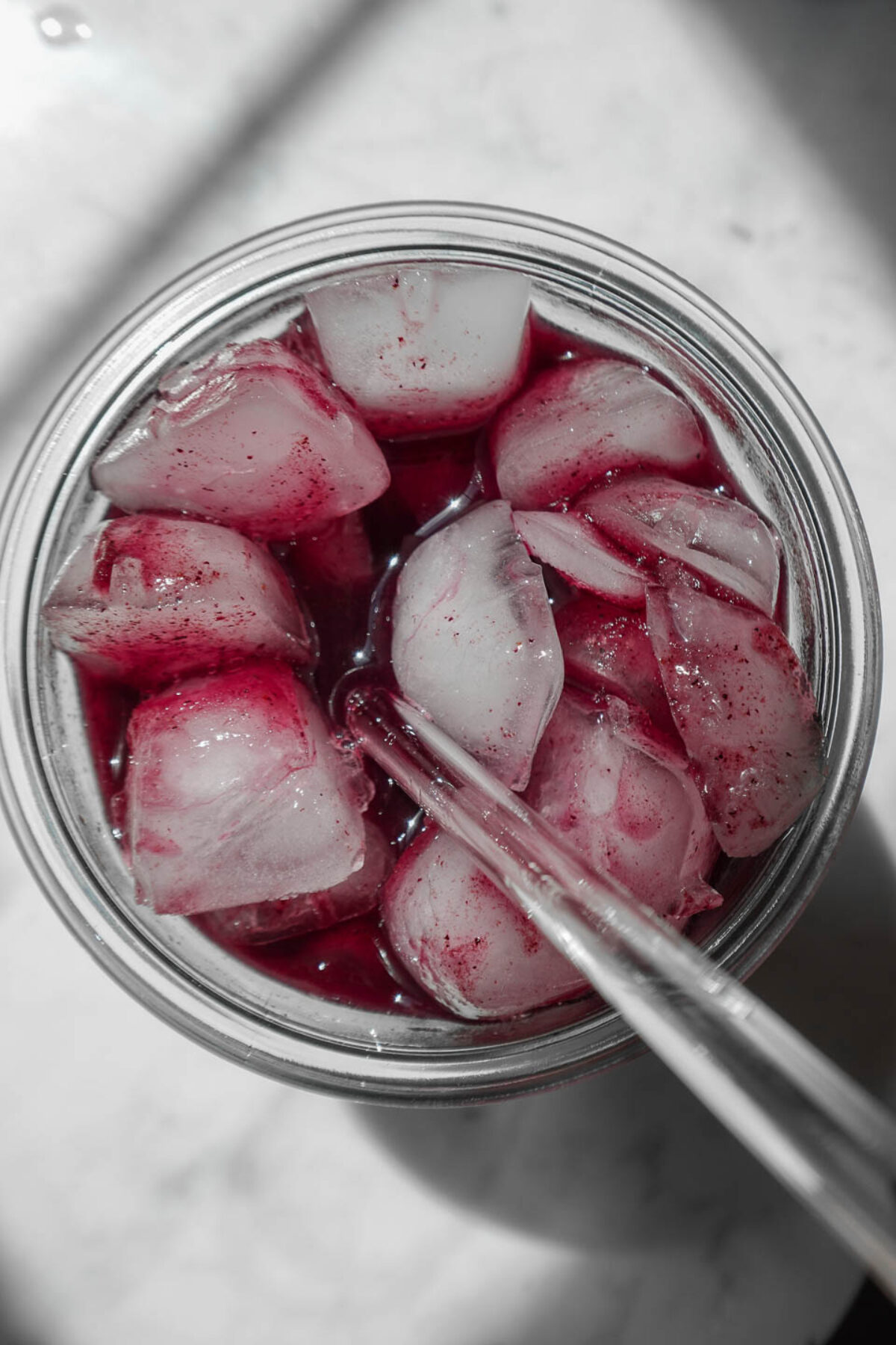 Close-up overhead shot of refreshing homemade electrolyte drink