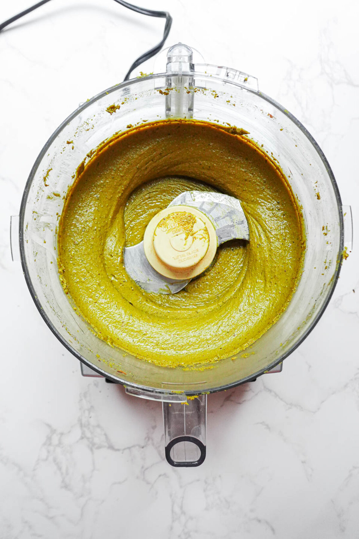 Creamy pistachio butter once done blending