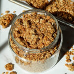 Jar of homemade peanut butter granola