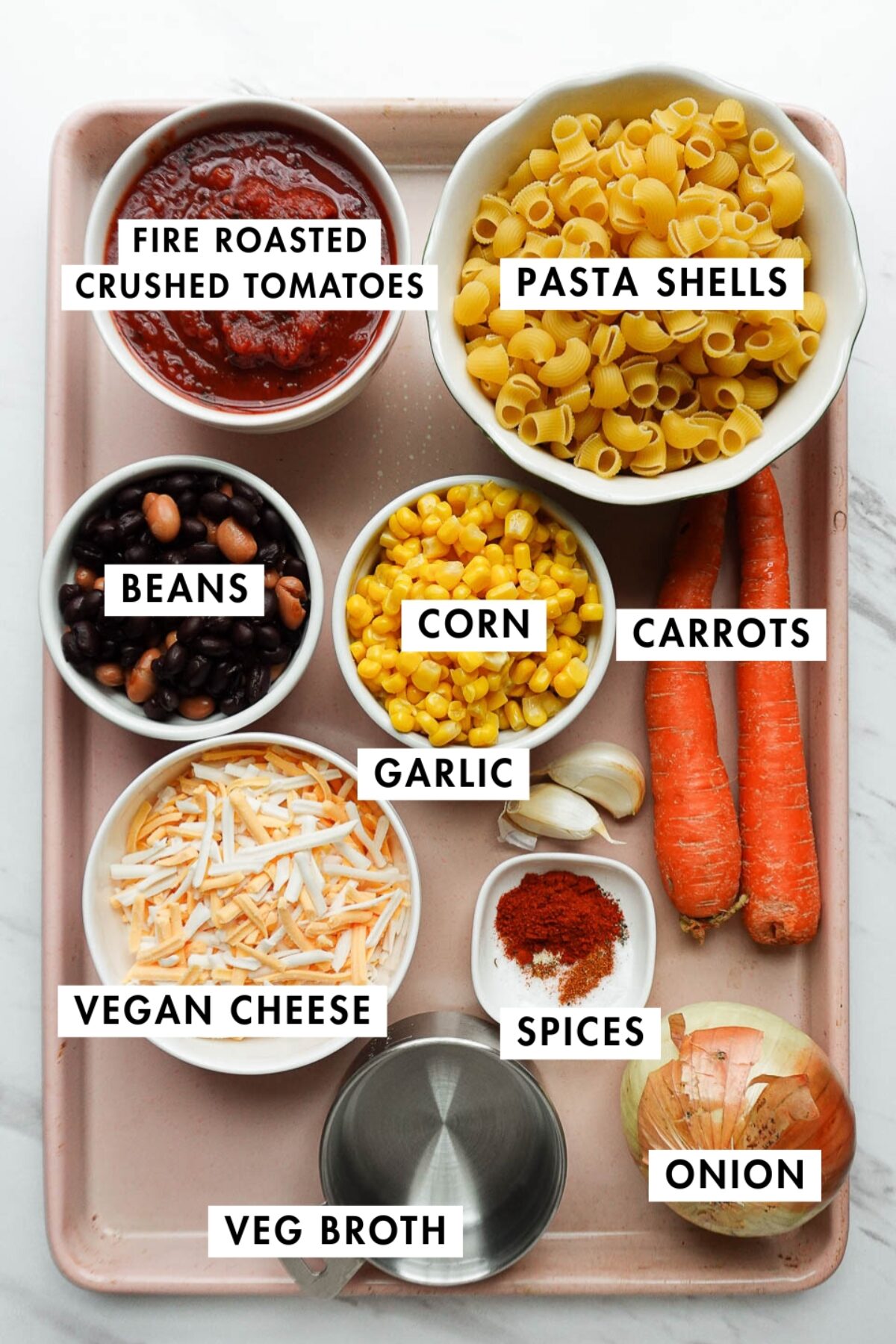 ingredients for vegan chili mac and cheese