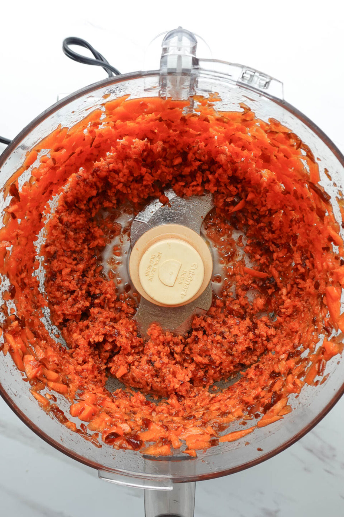 Blending carrots in food processor