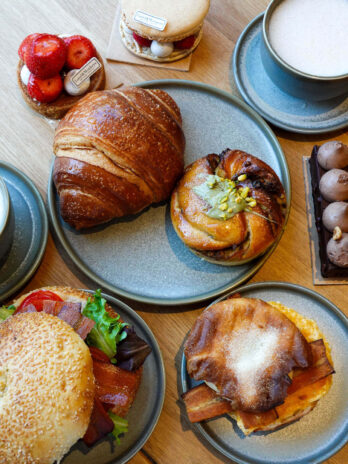 French pastries on a table.
