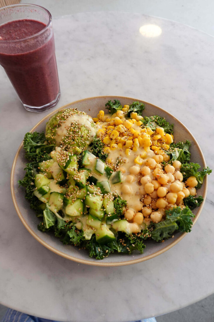 Vegan kale salad from Love Juice Bar in Paris.